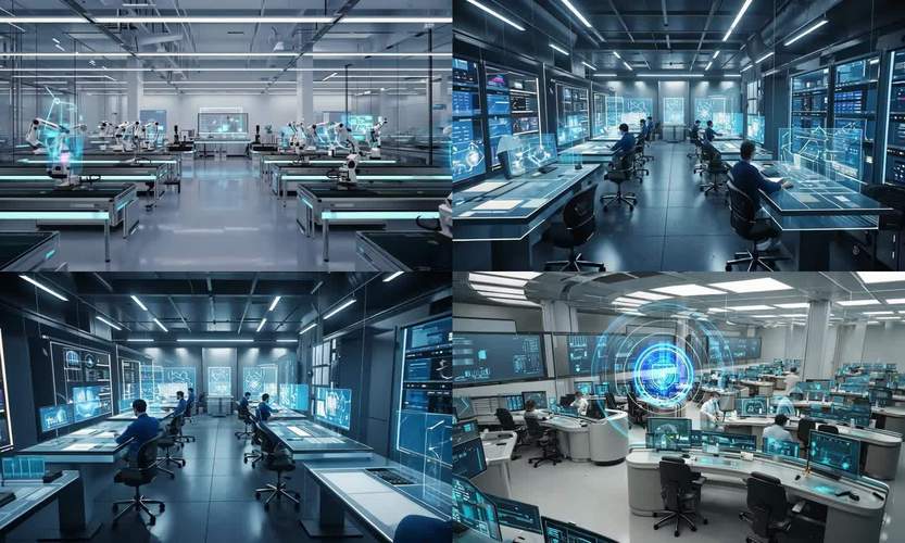 4k未来科技智能工厂车间ai控制中心监控
